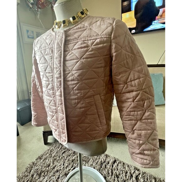 Vintage Ann Taylor Quilted Jacket Small Cropped Zip Chic Cozy Work Feminine Barn - Picture 6 of 11